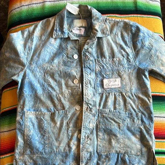 NWT Crtfd Organics Acid Washed Button Up Patch Shirt Sleeved Shirt - Picture 1 of 7